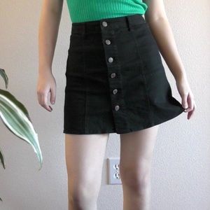 black button up denim skirt